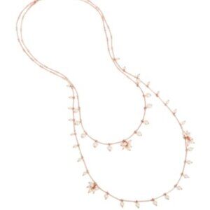 BCBGeneration Pearl Double Row Layered Long Necklace in Rose Gold NWT MSRP $42